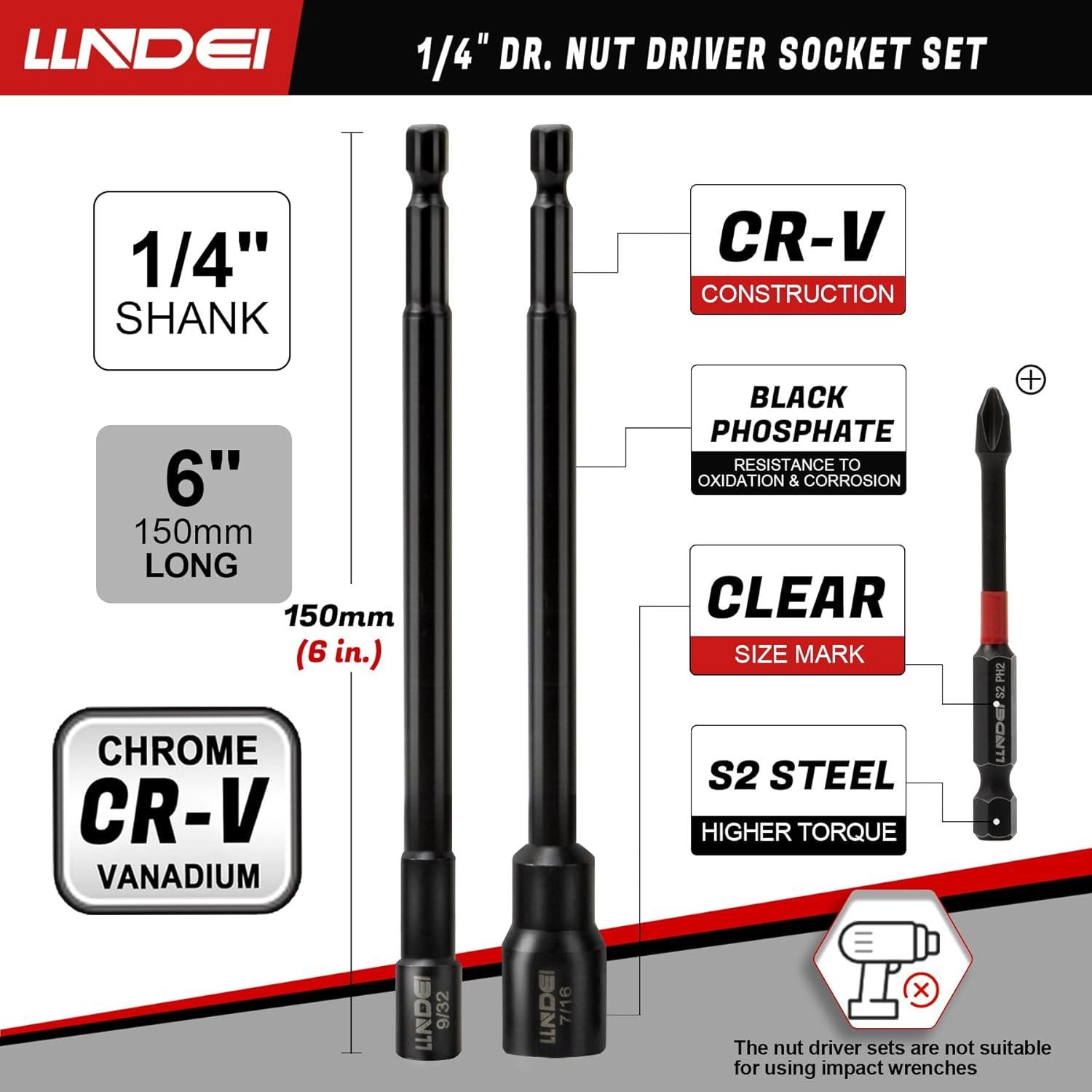 Juego de Enchufes y Destornilladores LLNDEI 38PCS SAE