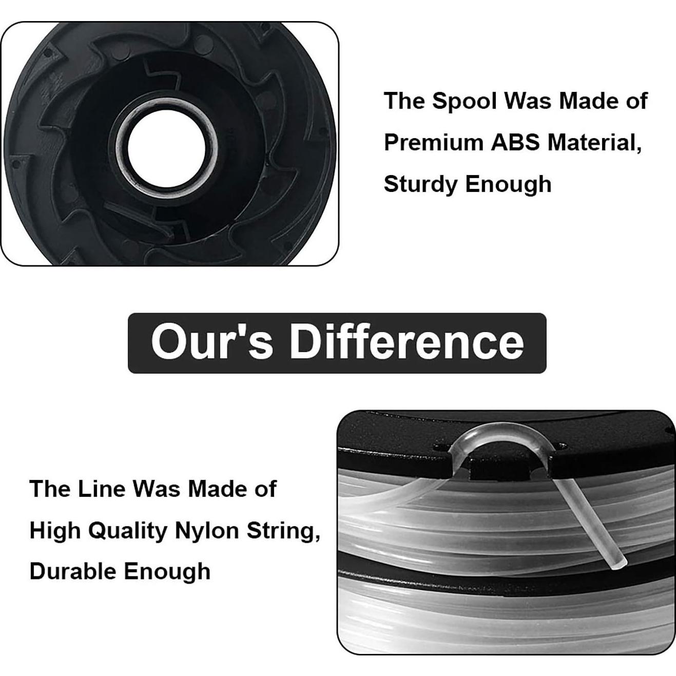 THTEN DF-065 String Trimmer Spools Compatible with Black and Decker GH710 GH700 GH750 RC-065, DF-065-BKP Weed Eater Refills Line 36ft 0.065" Auto-Feed Dual Line Edger+ RC-065-P Spool Cover Cap 3+1