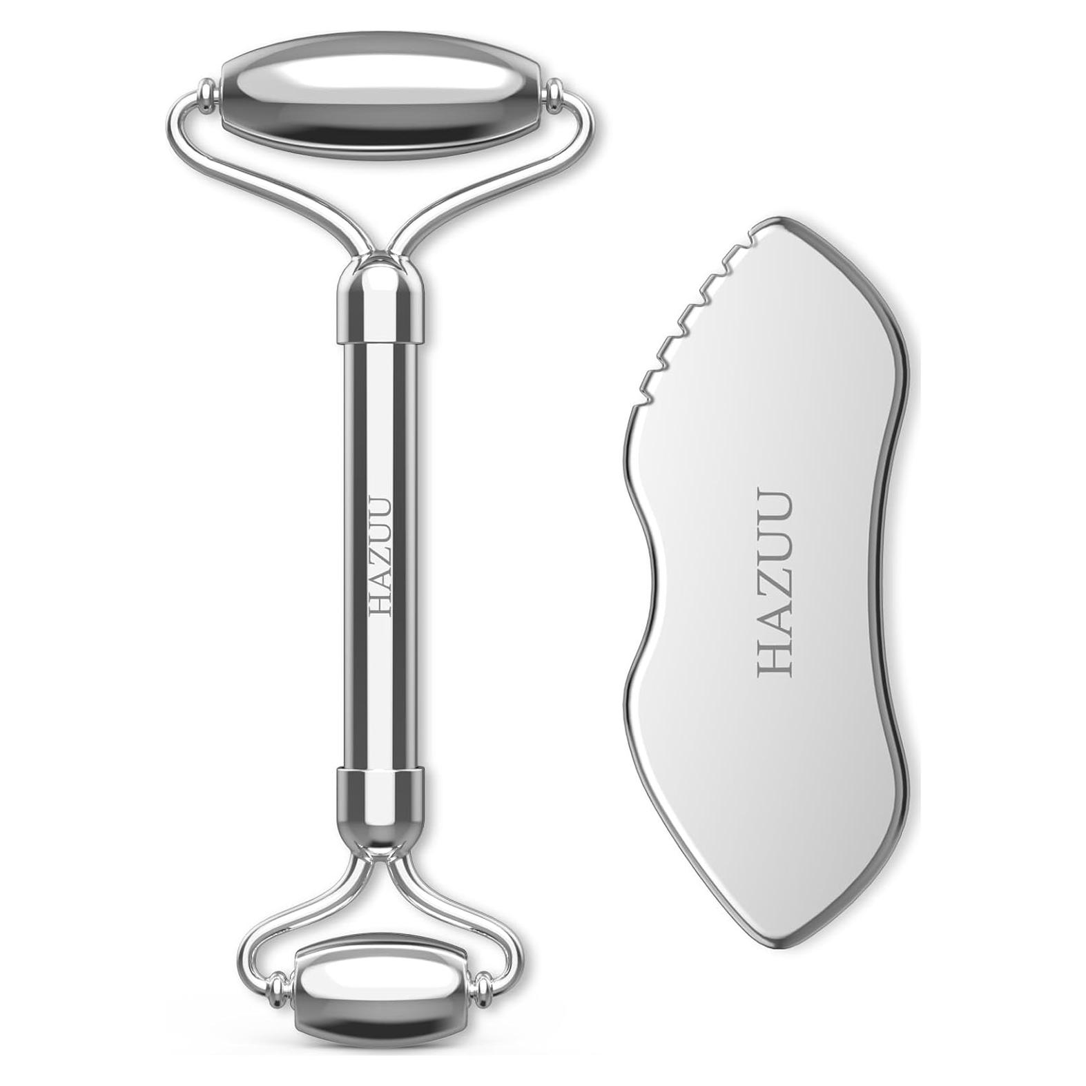 Gua Sha Facial Acero Inoxidable HAZUU - Kit Masaje Antienvejecimiento