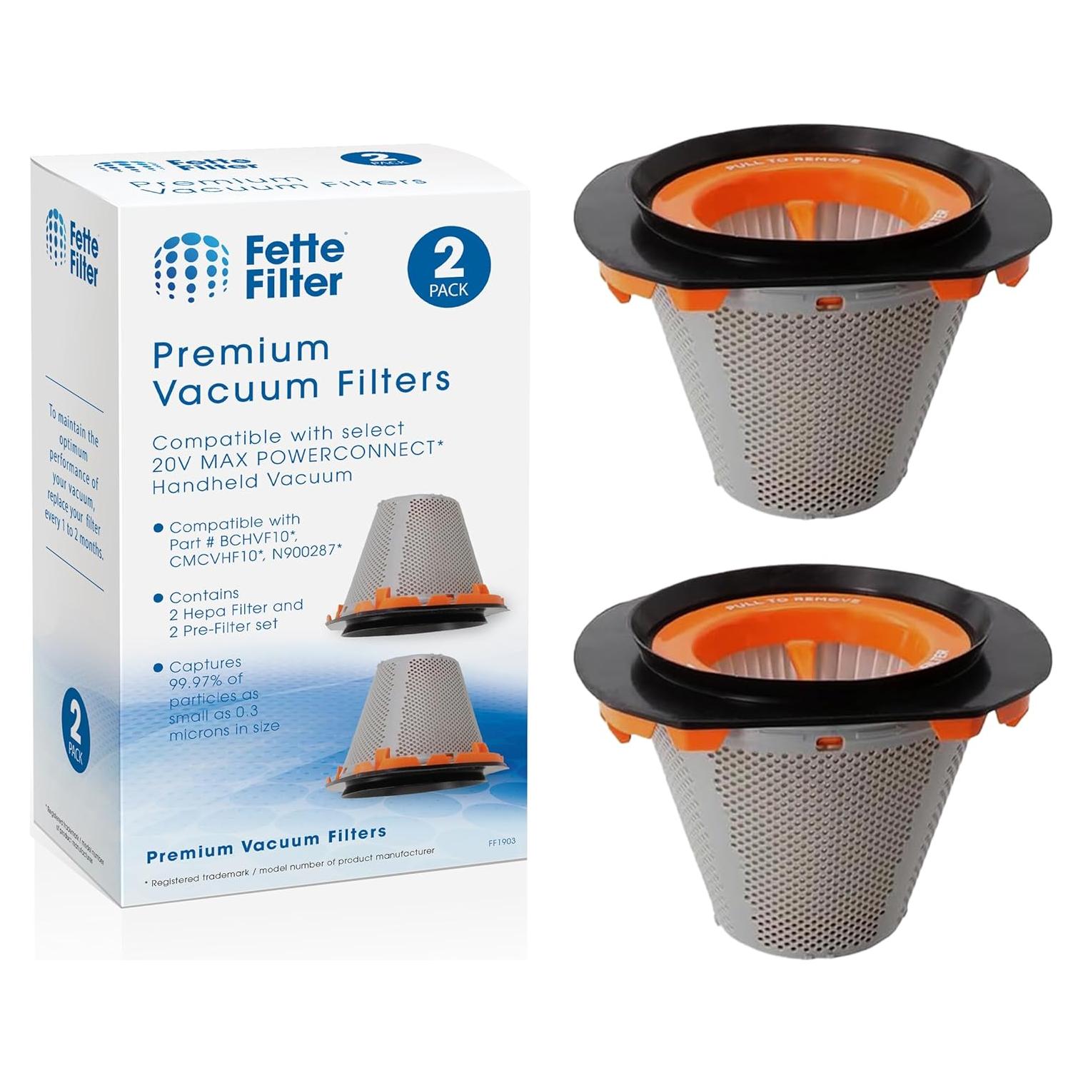 Juego de Filtros de Vacío Fette Filter para BLACK+DECKER 20V
