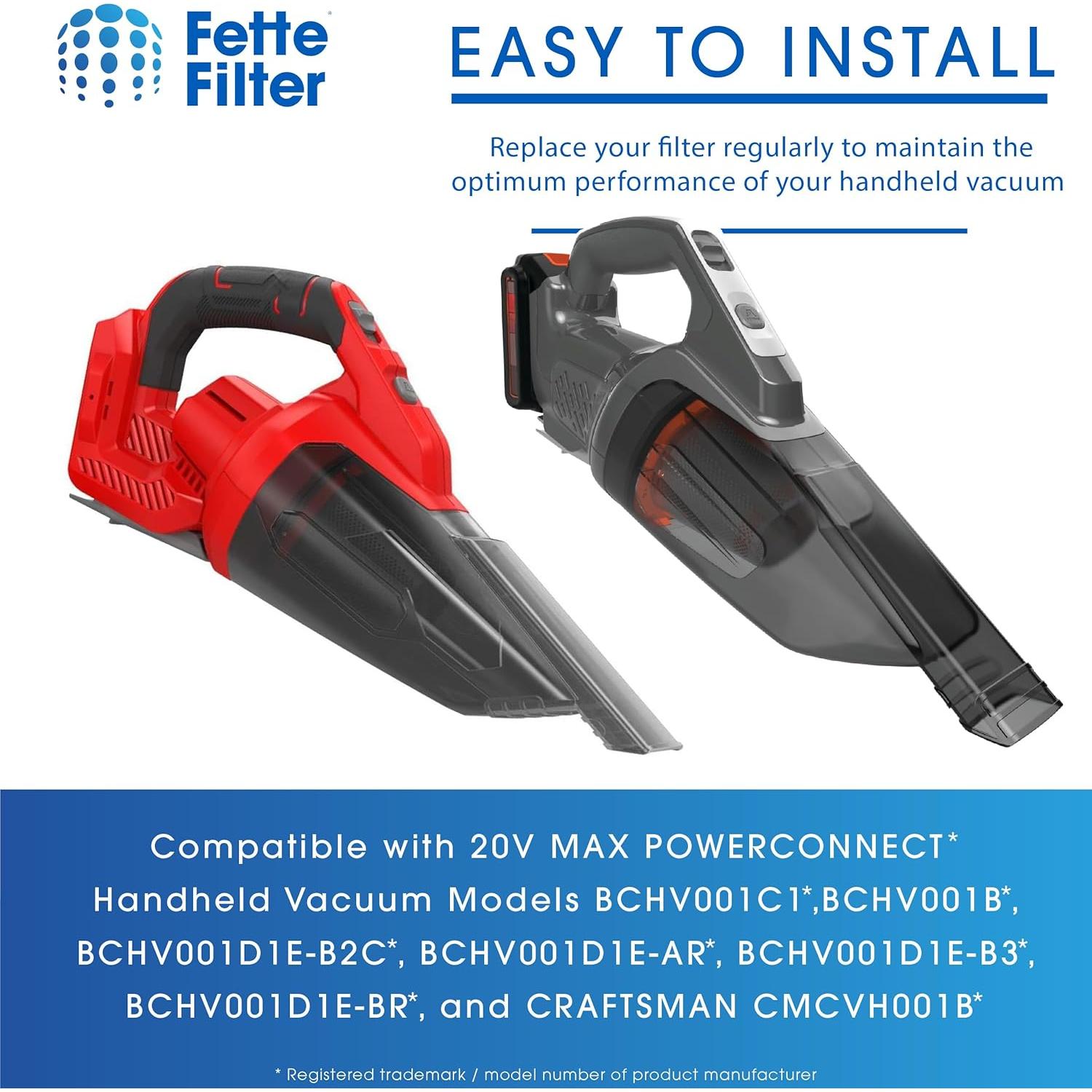 Juego de Filtros de Vacío Fette Filter para BLACK+DECKER 20V