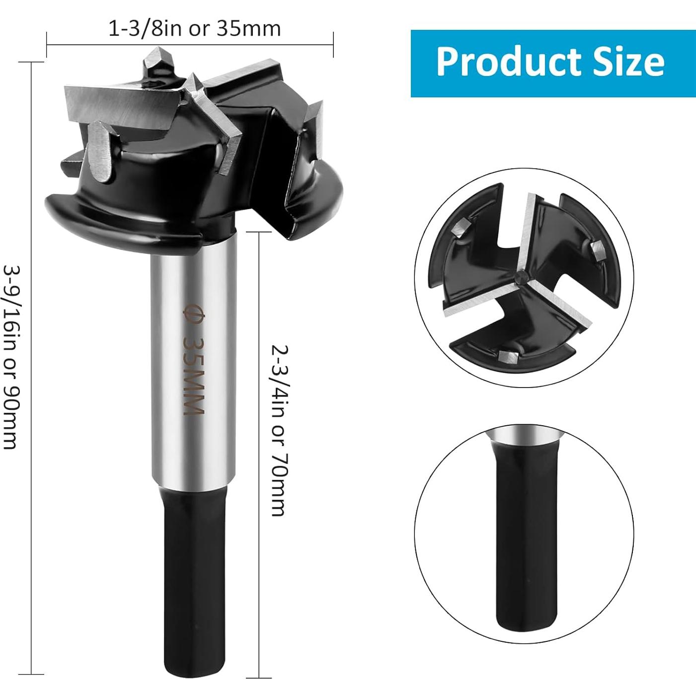 Broca Forstner 35mm HPHOPE Carburo Cementado para Bisagras