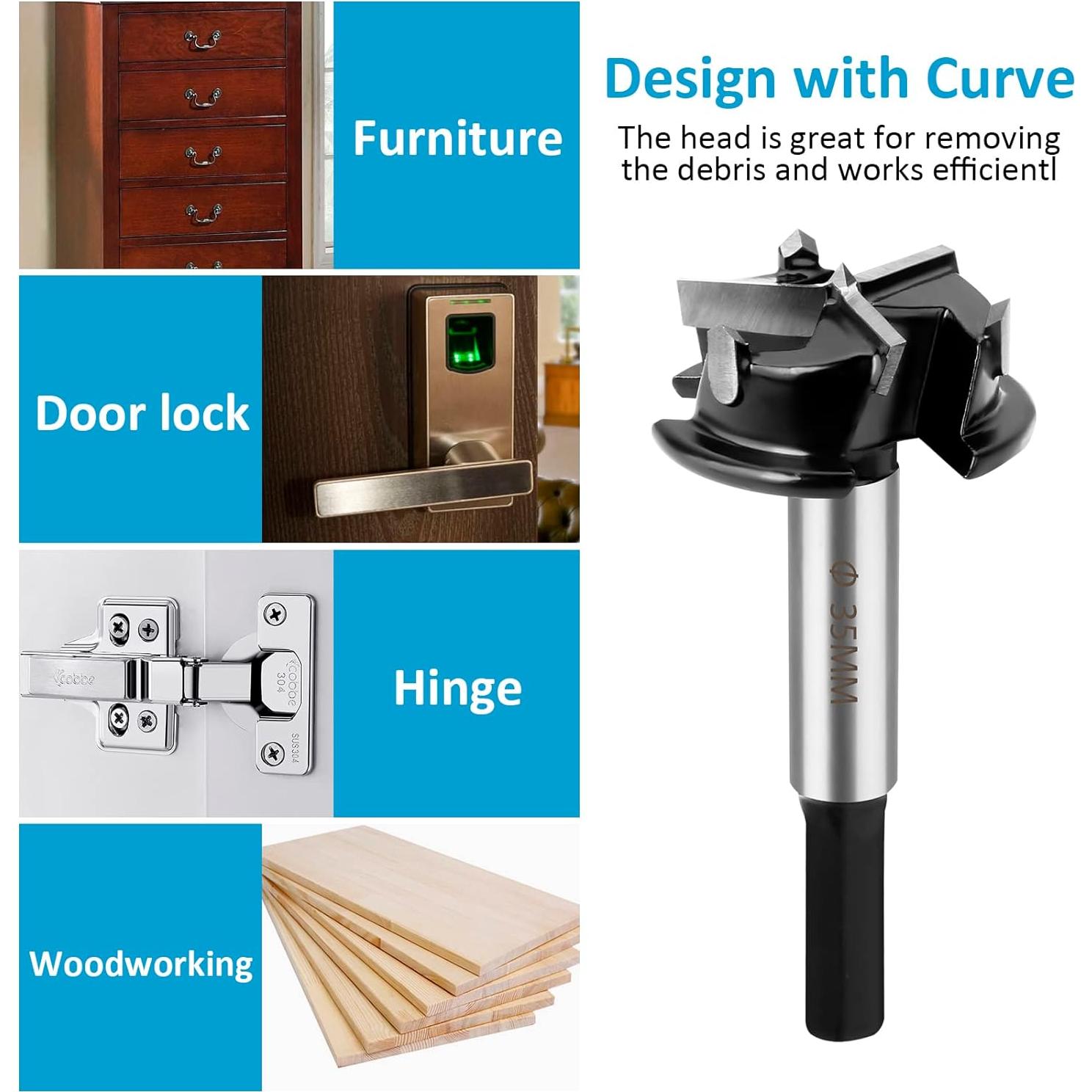 Broca Forstner 35mm HPHOPE Carburo Cementado para Bisagras