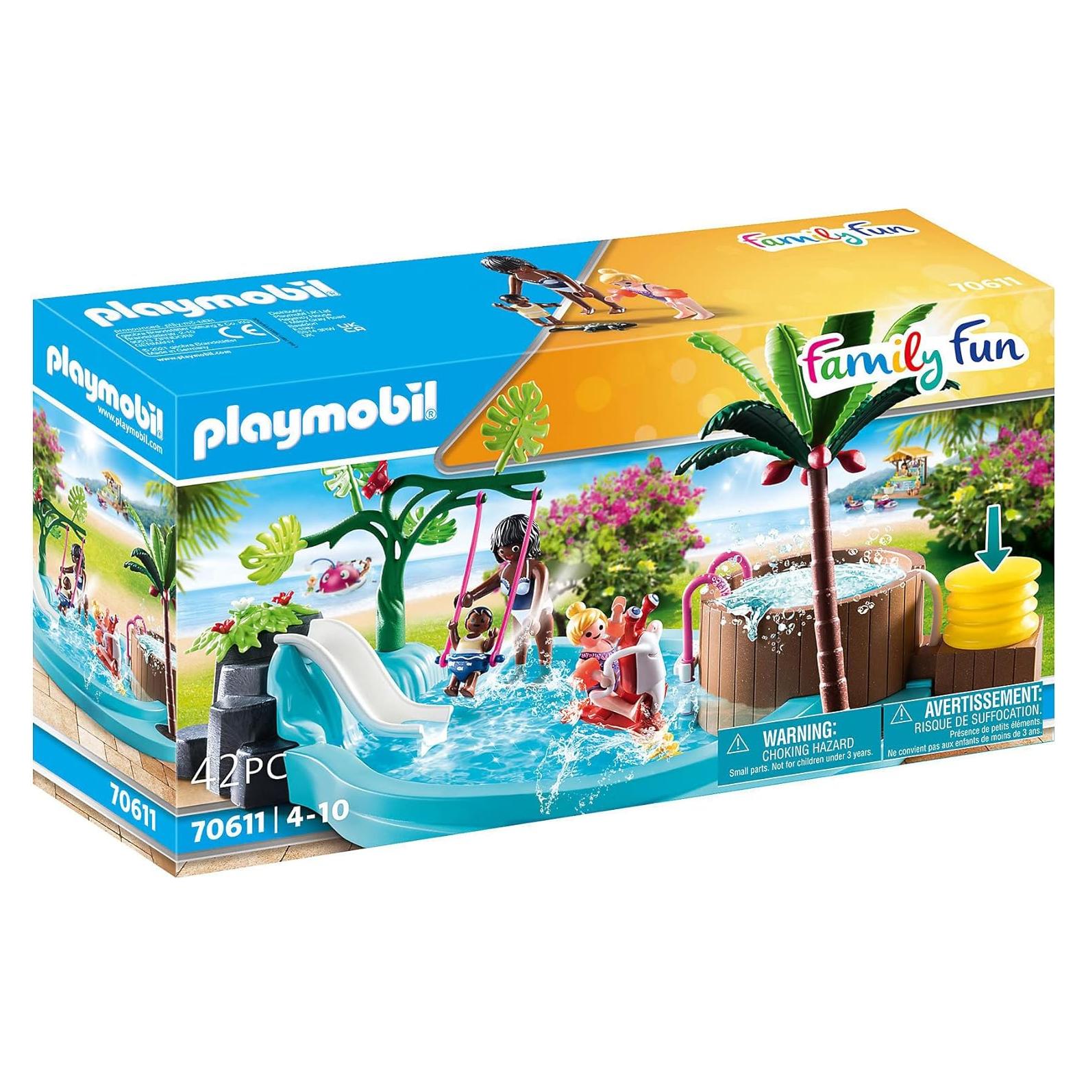 Piscina Infantil PLAYMOBIL 70611 con Tobogán y Jacuzzi