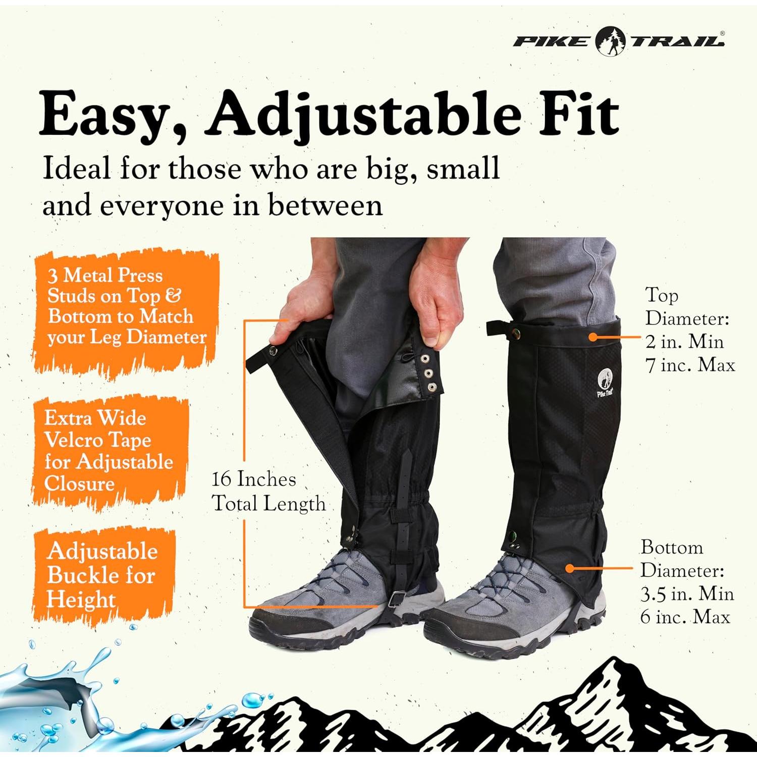Polainas Ajustables Pike Trail Trekpro - Impermeables y Ligeras