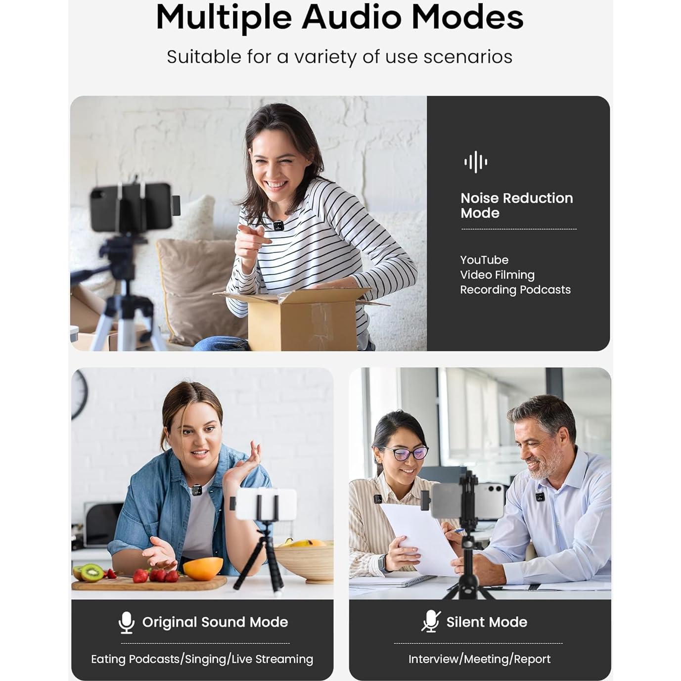 Micrófono Lavalier Inalámbrico KUKIHO DX12 80h Batería 50m Rango