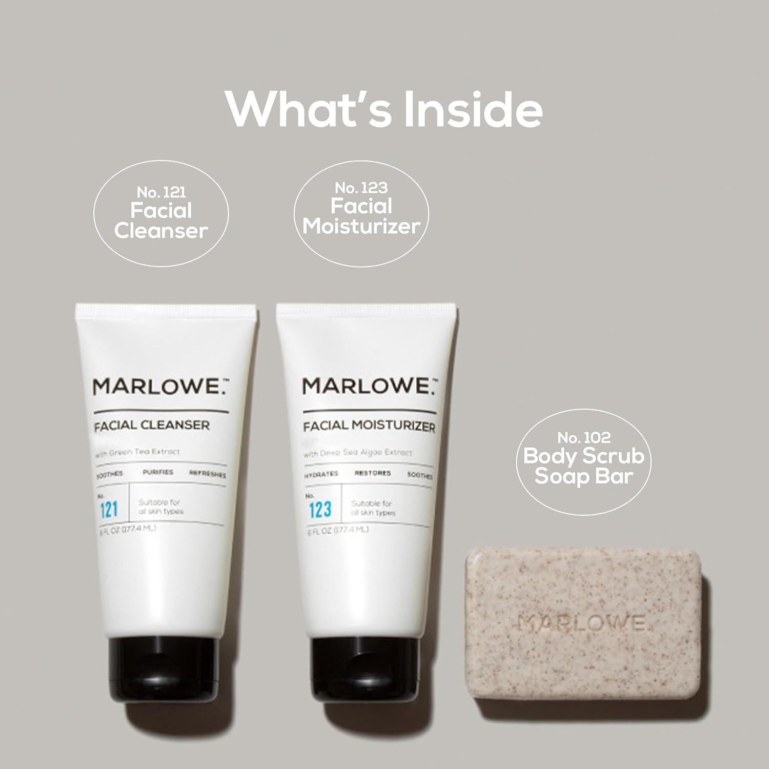 Kit de Cuidado Facial MARLOWE. Jabón Exfoliante, Limpiador y Hidratante