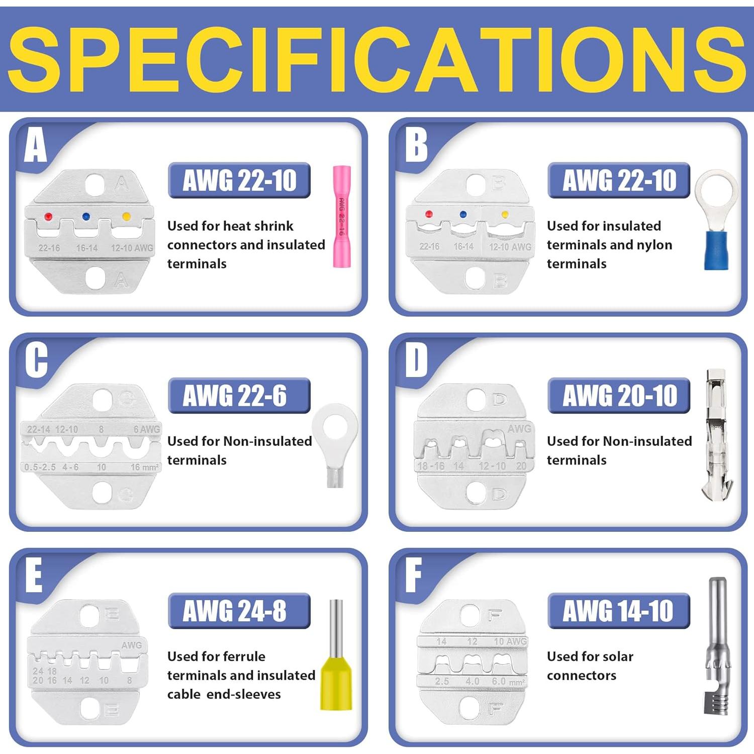 Juego de Herramientas de Crimpado 6PCS haisstronica - Ergonómico