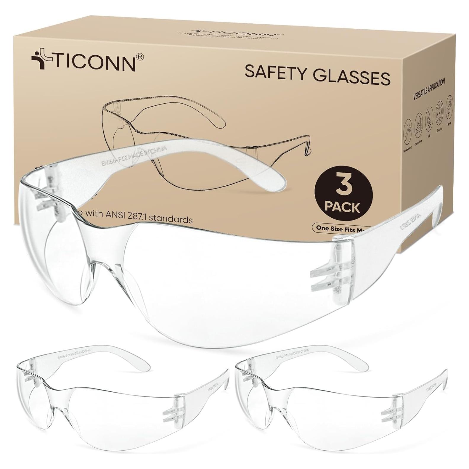 Gafas de Seguridad TICONN Transparentes con Lentes Resistentes