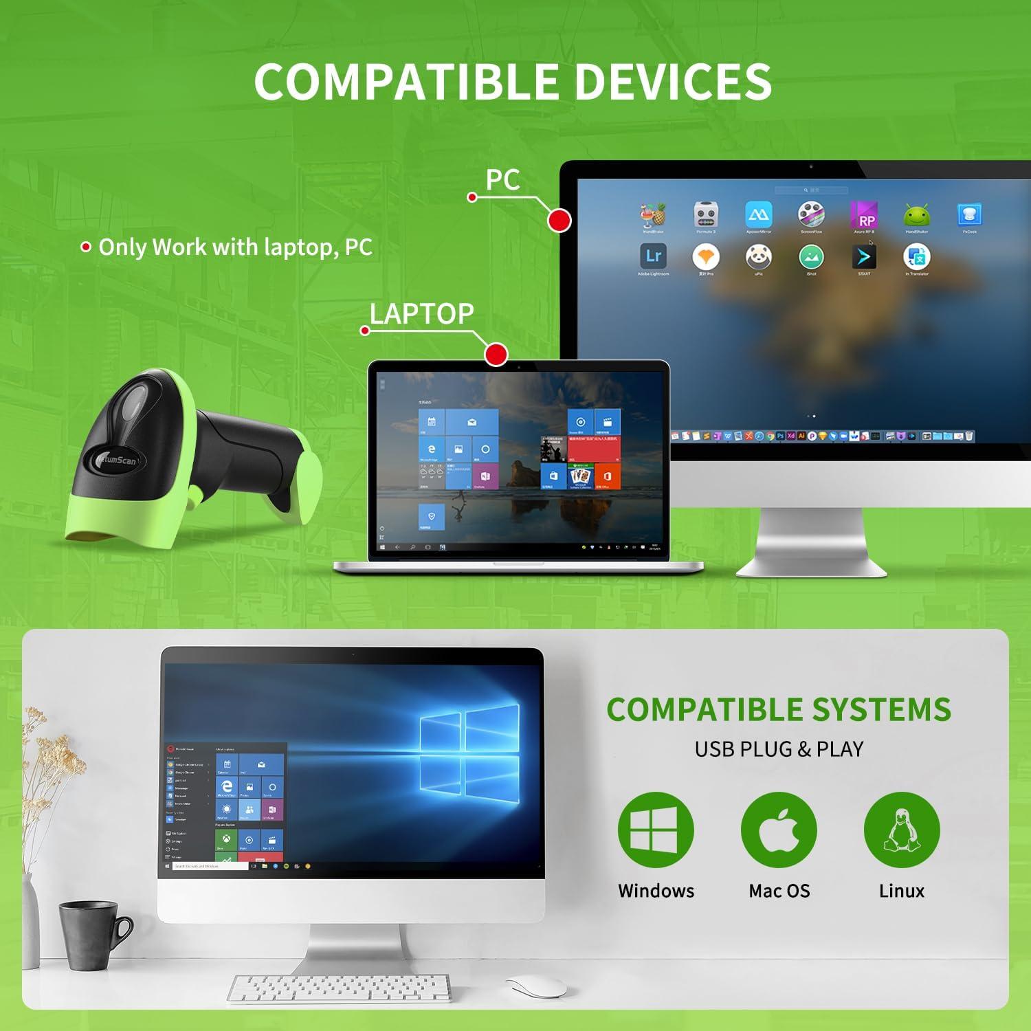 Escáner de Código de Barras 2D USB NetumScan Verde