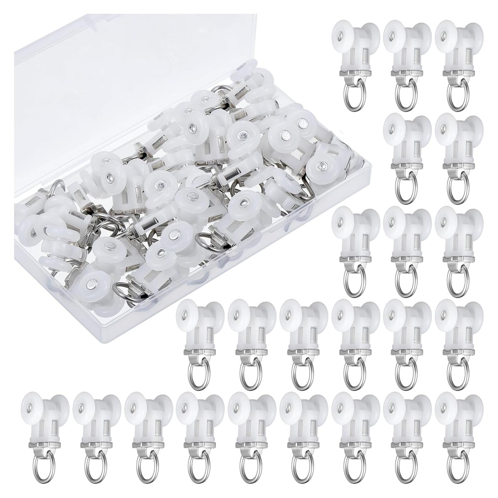 Ganchos de Riel de Cortina Barydat 60 Piezas Plástico Blanco