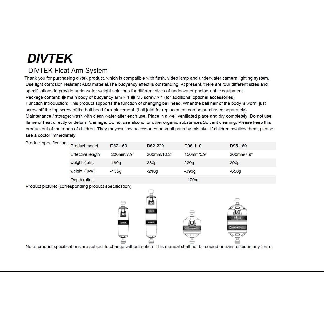 Soporte de Flotación DIVTEK D95-110 para Buceo Submarino