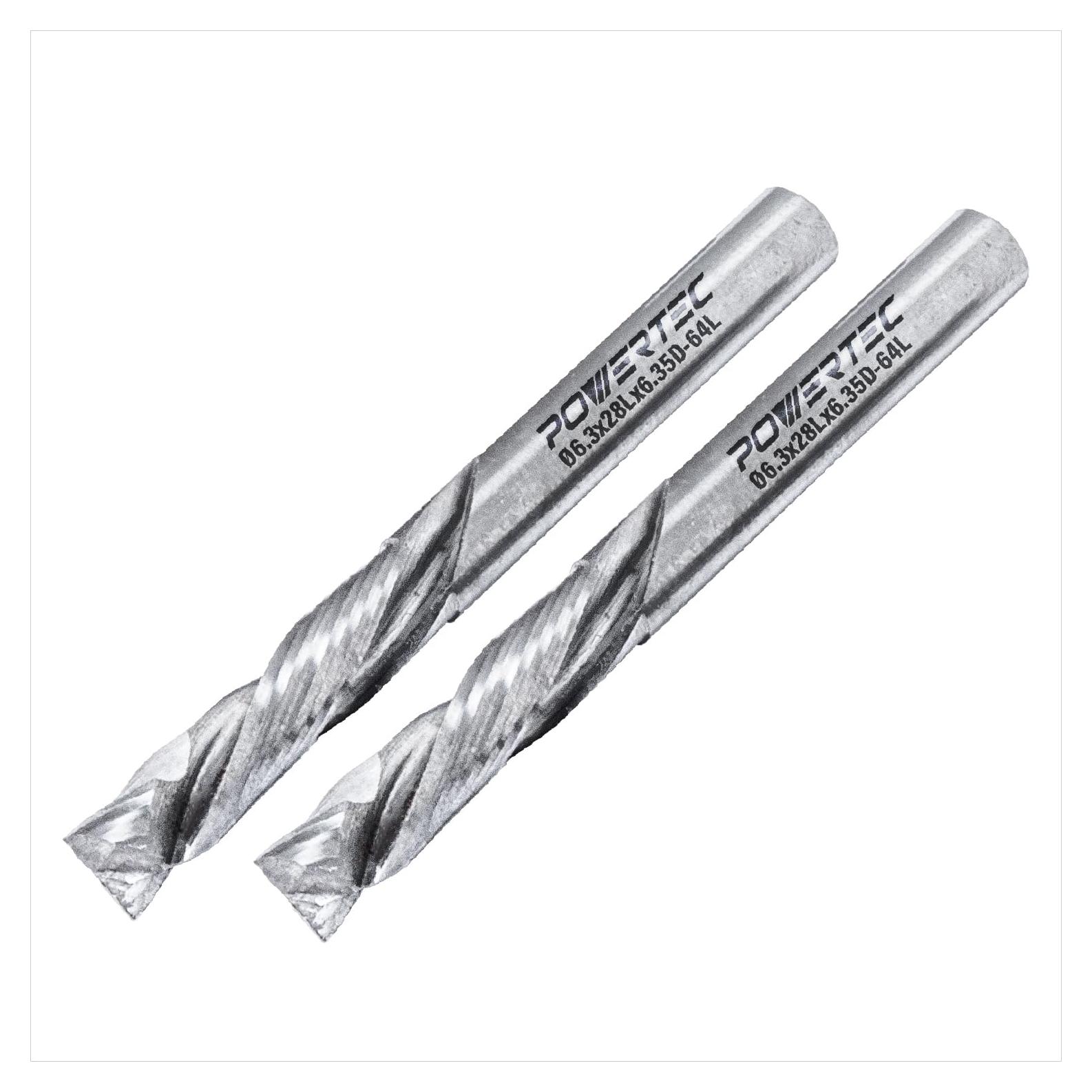 Bit de Ruta Espiral Compresión Powertec 1/4" 2PK