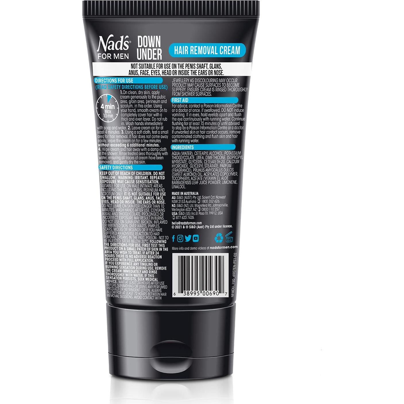 Crema Depilatoria Intima Nad's Para Hombres - 167g