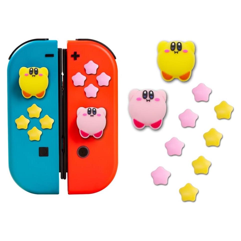 Tapas de Botones D-Pad Silicona PERFECTSIGHT para Switch - Rosa y Amarillo