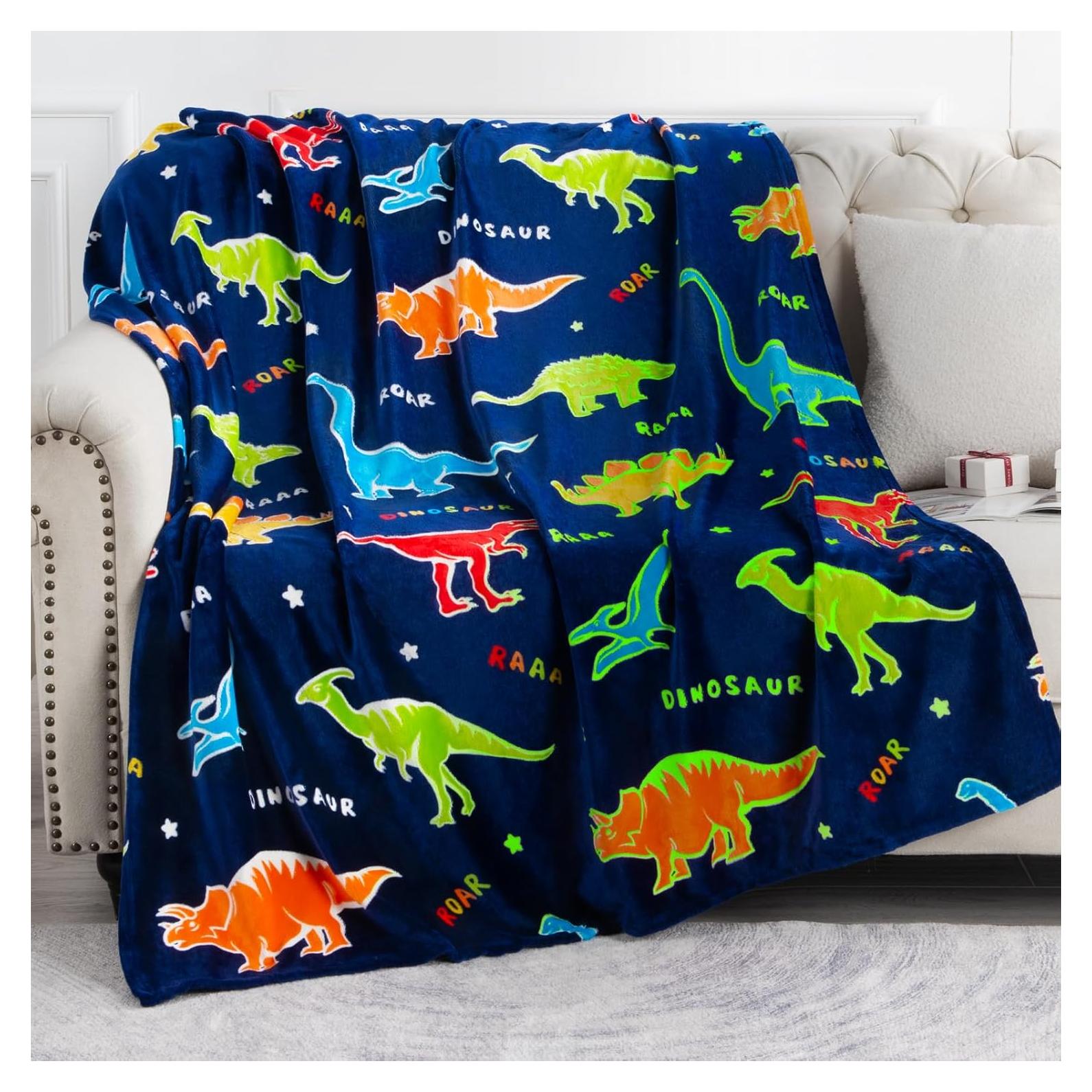 Manta de Dinosaurio Brillante Levens 127x152 cm para Niños