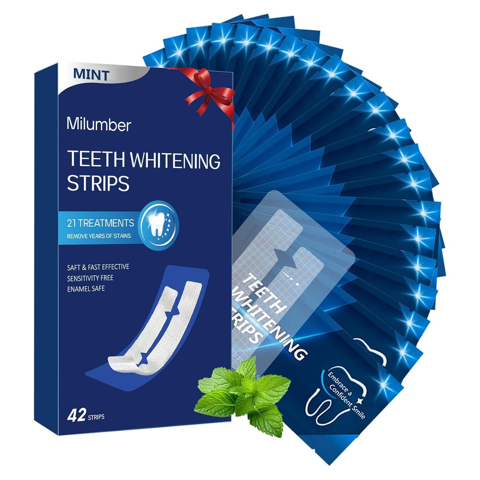 Tiras Blanqueadoras de Dientes Sensibles Milumber 42 Tiras Menta