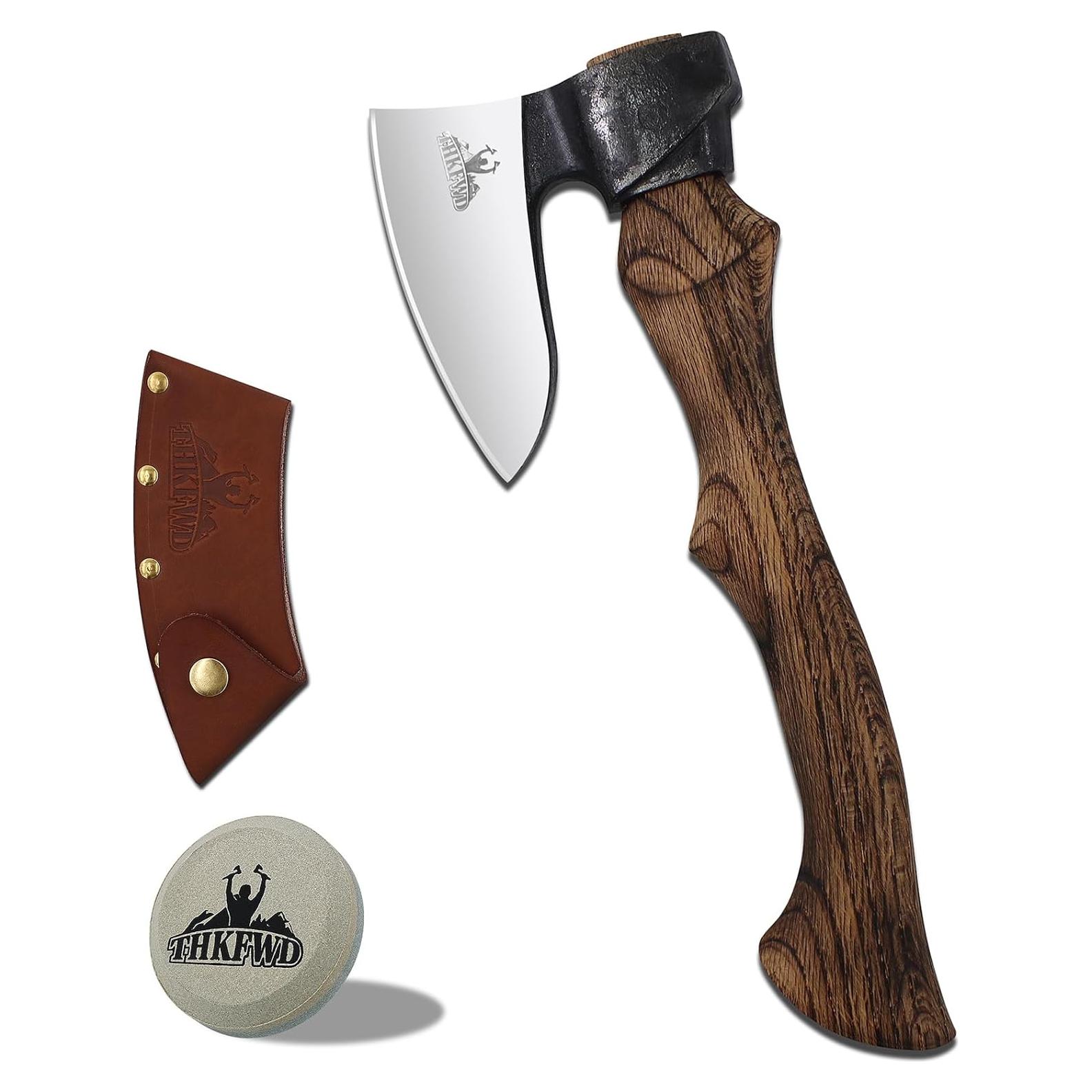 Hacha de Camping THKFWD 35.56 cm con Funda de Cuero