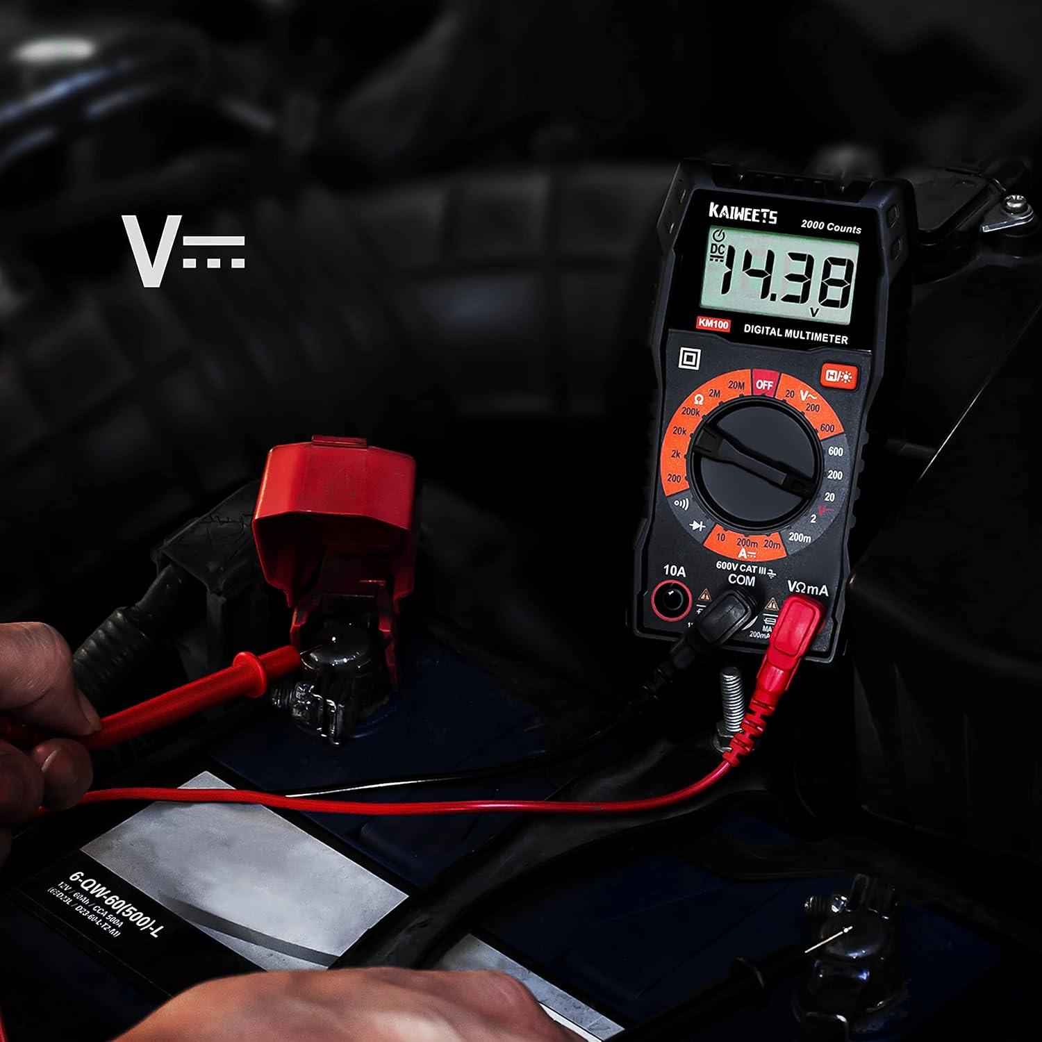 Multímetro Digital KAIWEETS KM100 con Estuche y Doble Fusible