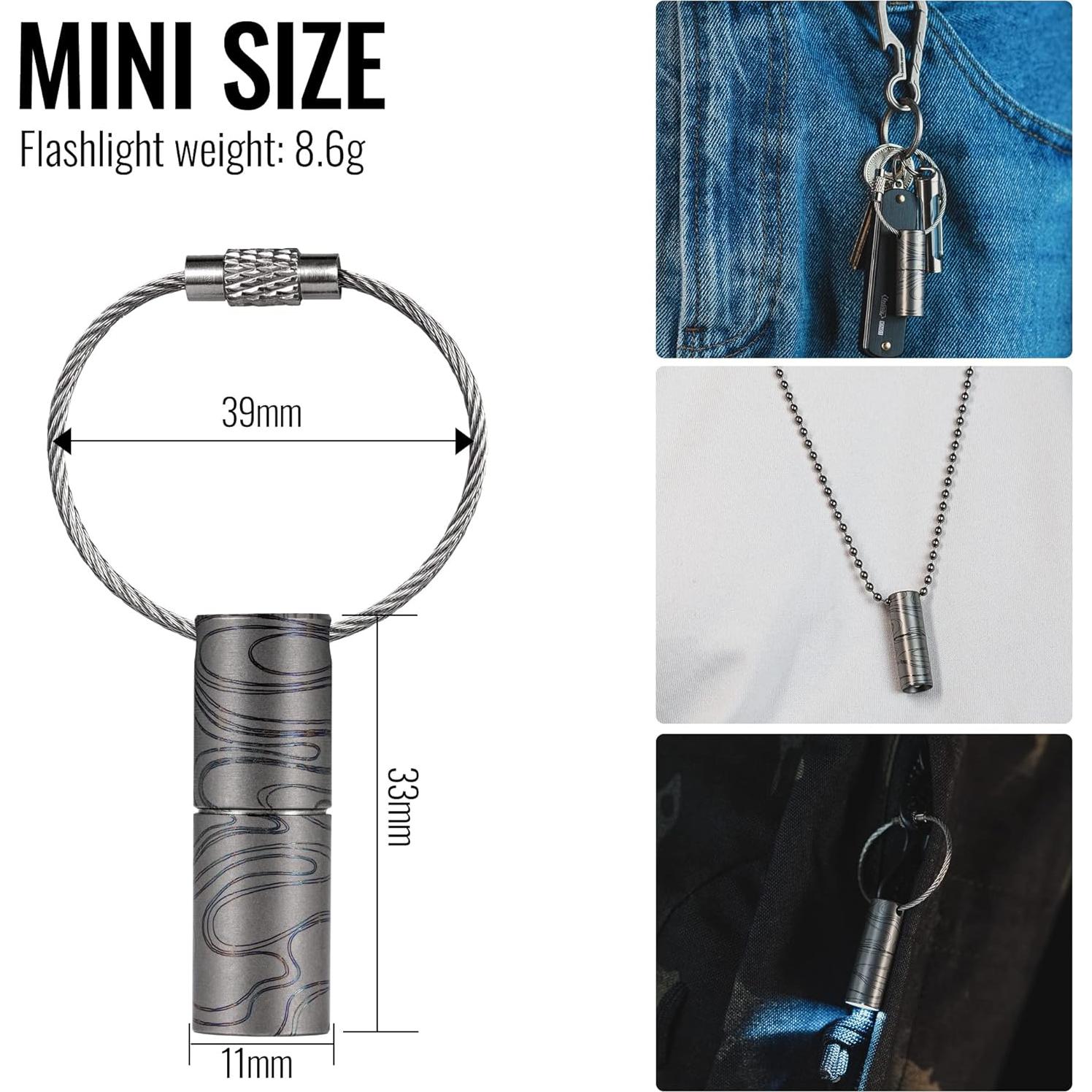 Linterna LED Mini KeyUnity KF00 de Titanio 15 Lúmenes Impermeable