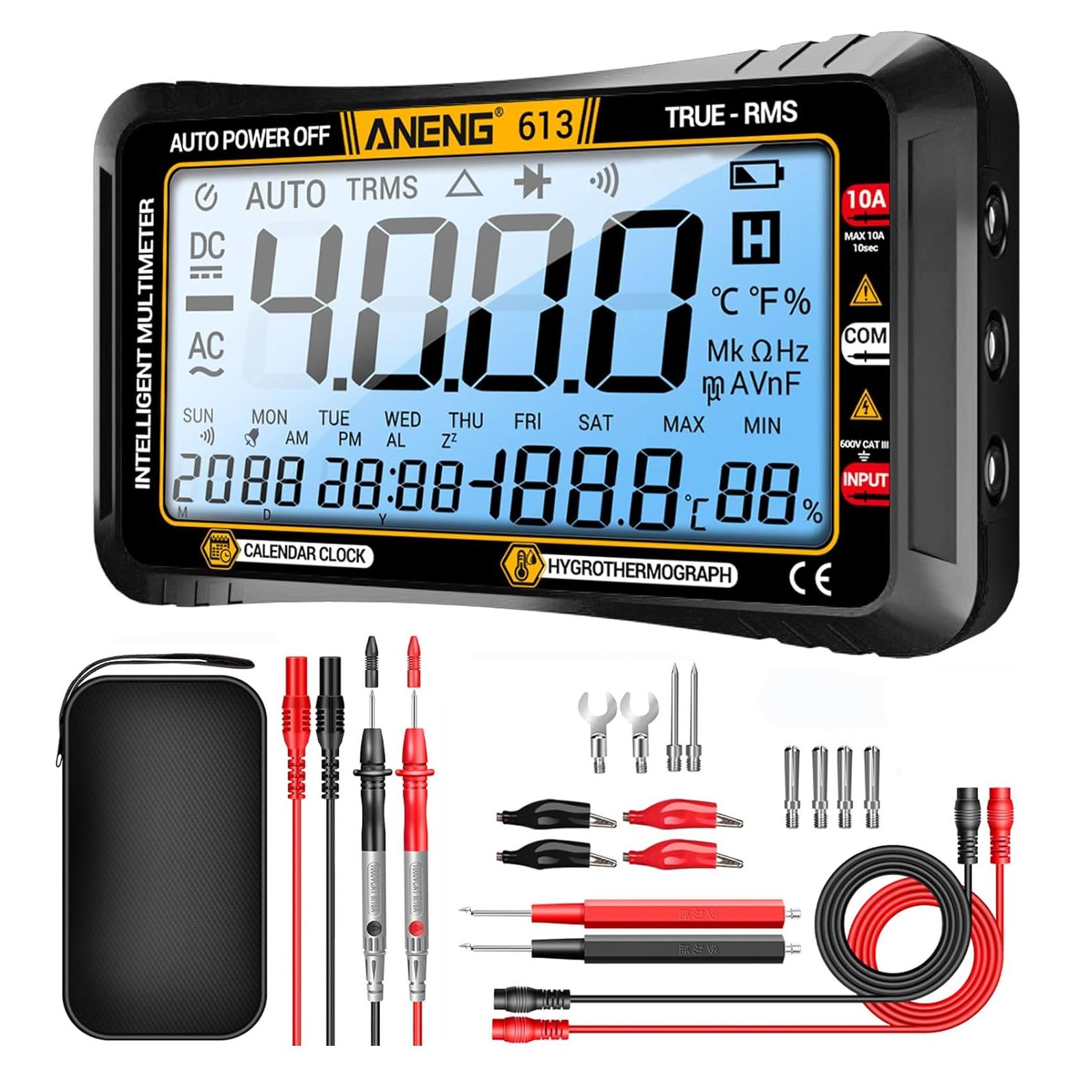 Multímetro Digital ANENG 613 con Pantalla Grande y Funciones