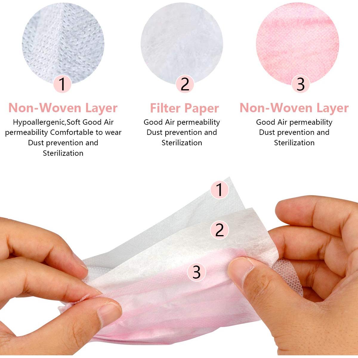 Mascarillas Desechables Wecolor 100 Pcs 3 Capas Rosa