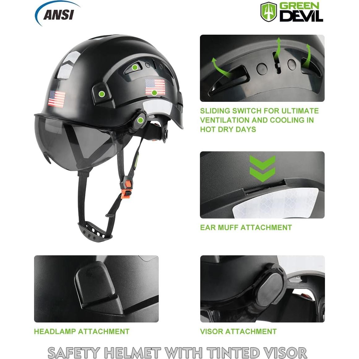 Casco de Seguridad GREEN DEVIL Mervex con Visera Ajustable