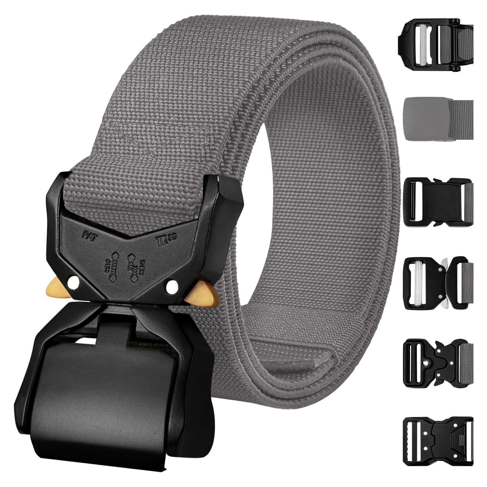 Cinturón Táctico TECEUM – Gris M – Nylon Resistente 91-107 cm