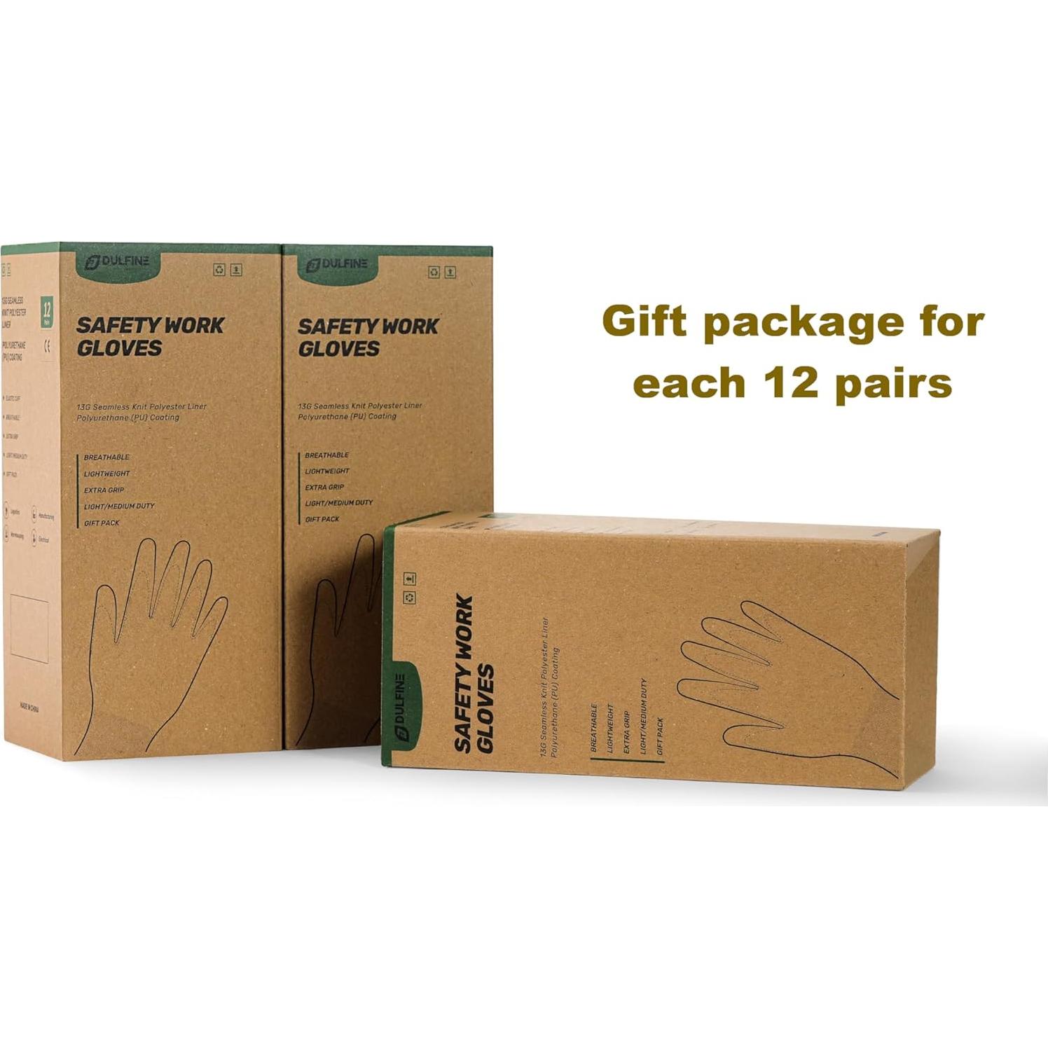 Guantes de Trabajo DULFINE PU Rojo 12 Pares Talla Grande