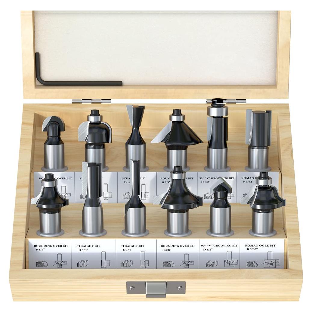 Juego de Brocas de Router FivePears - 12 Piezas Mango 12mm