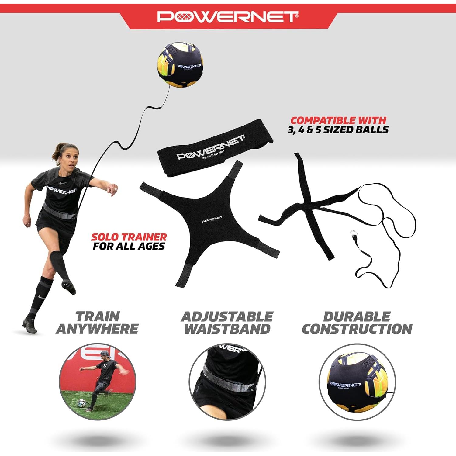Entrenador de Fútbol PowerNet Ajustable para Balones 3-5