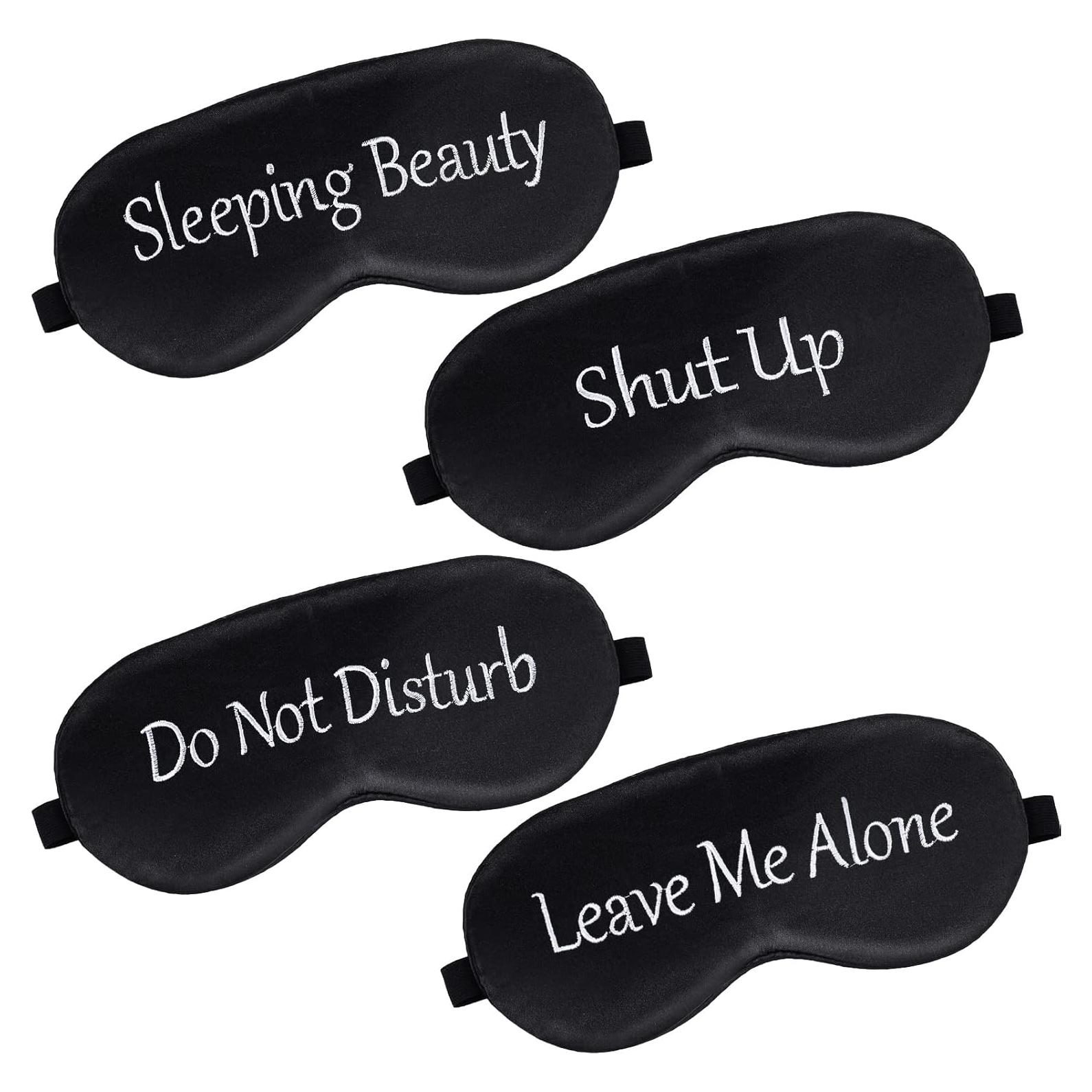 Geyoga 4 Piezas Máscaras de Ojos de Seda Ajustables para Dormir