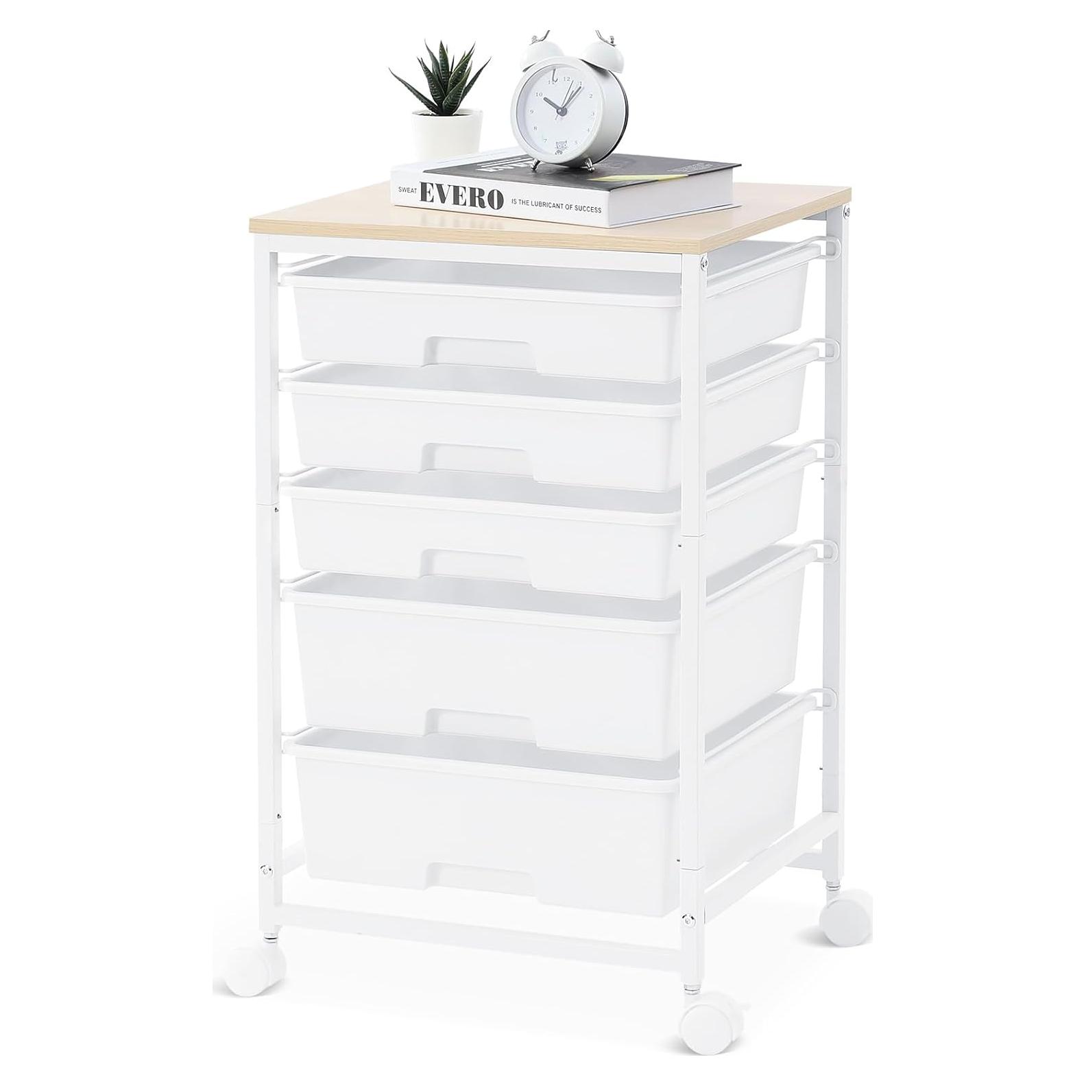 Carro de Almacenamiento SYKIARIOL 5 Cajones Blanco 64.7 cm