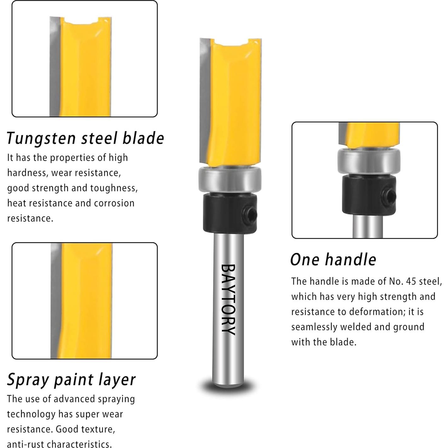 Conjunto de Brocas de Fresado Profesional BAYTORY 4 Piezas 12.7 mm