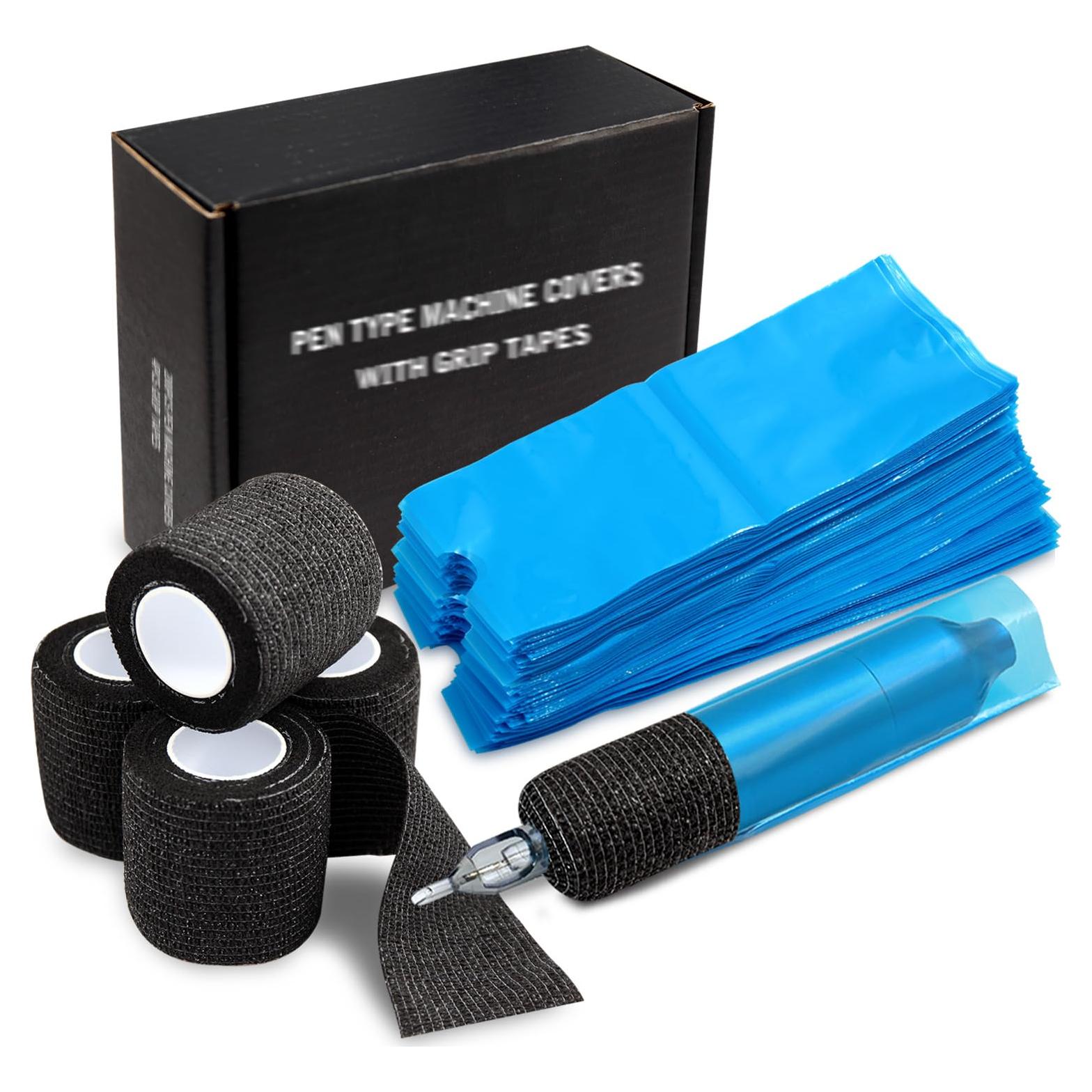 Cubiertas de máquina de tatuaje 200pcs + Cinta de agarre 4pcs