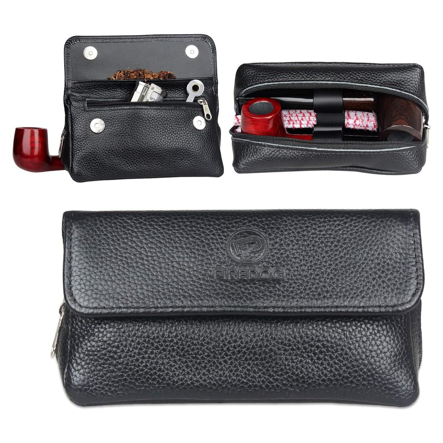 Bolsa de Cuero para Pipas FIREDOG CL07 - 2 Pipas, Negro