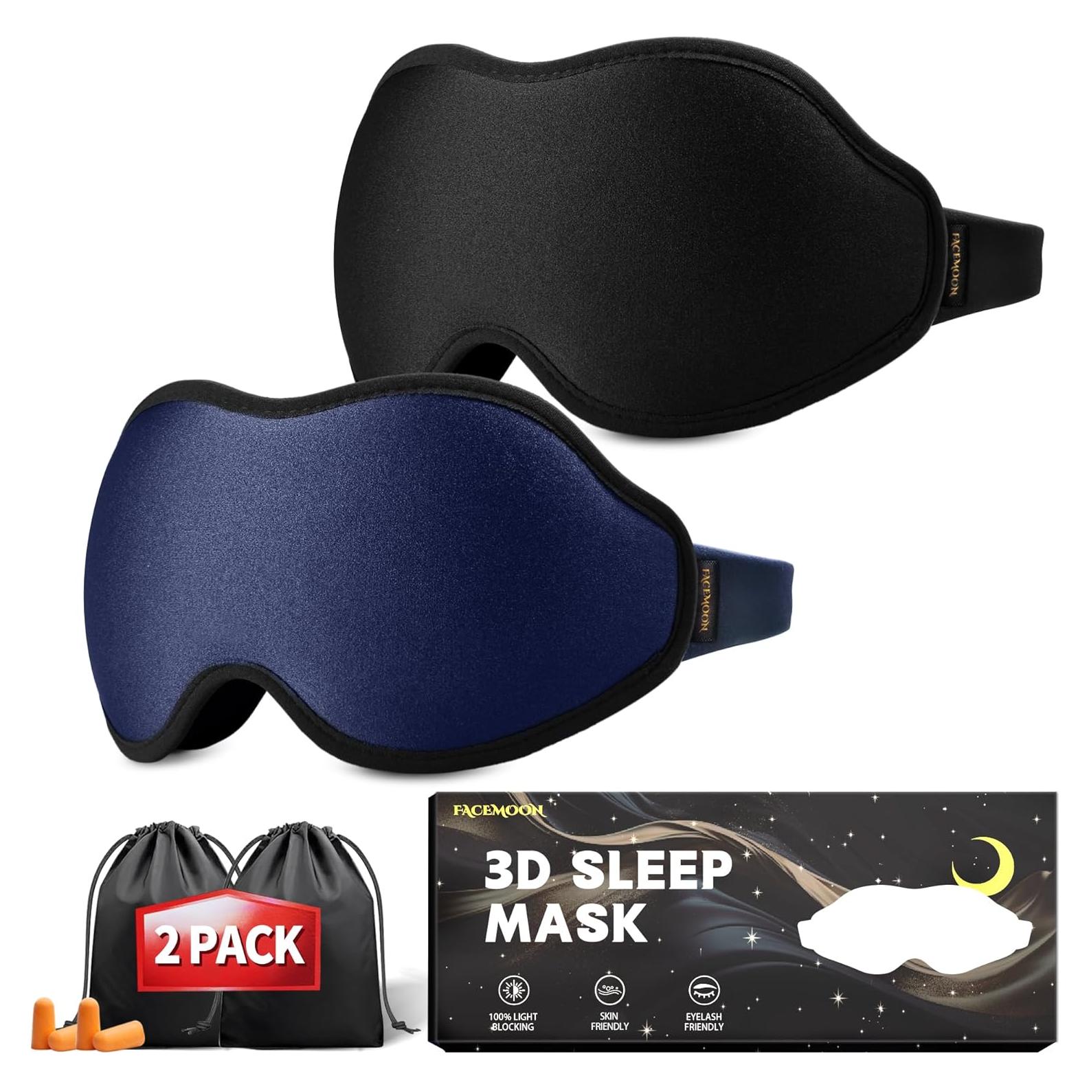 Mascarilla para dormir 3D FACEMOON - Espuma viscoelástica, 2 colores