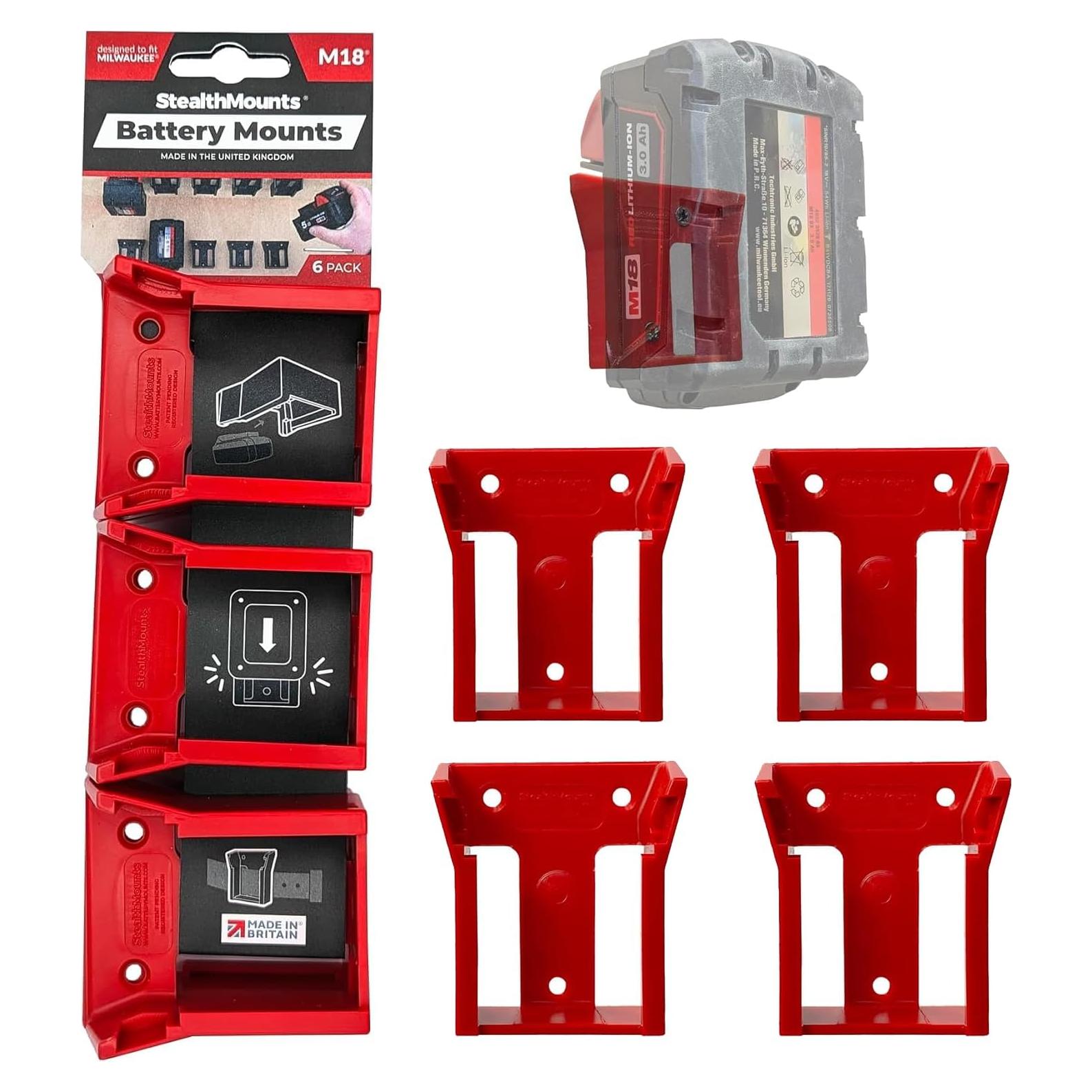 Soporte de Batería StealthMounts para Milwaukee M18 - 4 Paquete