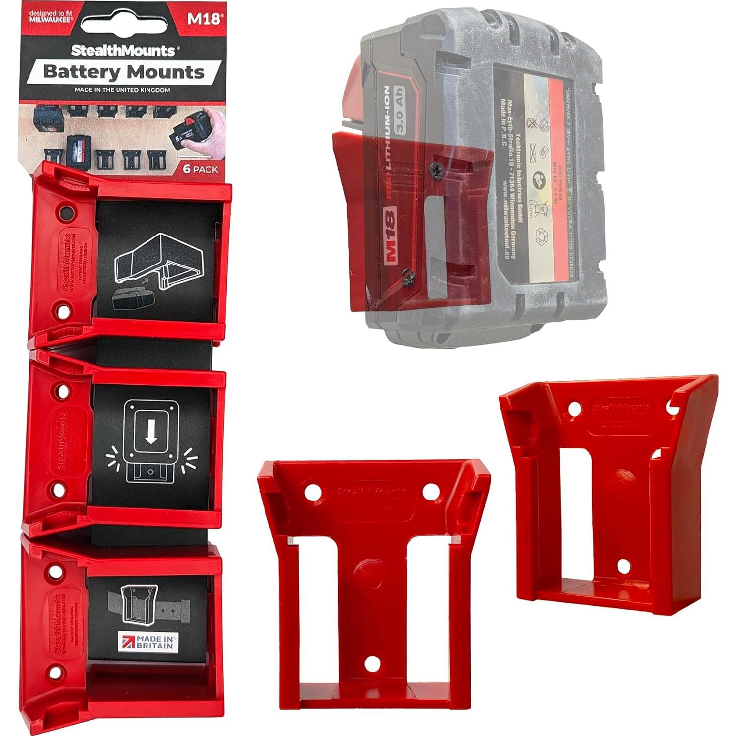 Soporte de Batería StealthMounts para Milwaukee M18 - 4 Paquete
