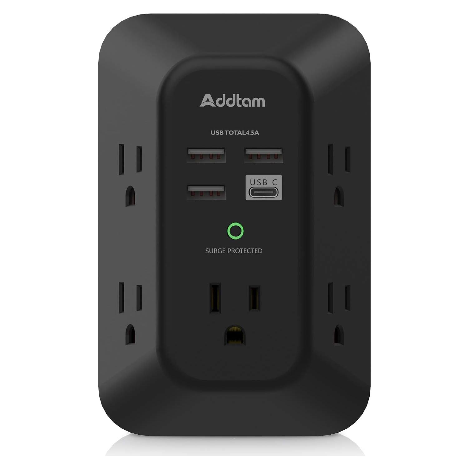 Cargador de Pared USB Addtam 5 Salidas 4 Puertos Carga Rápida