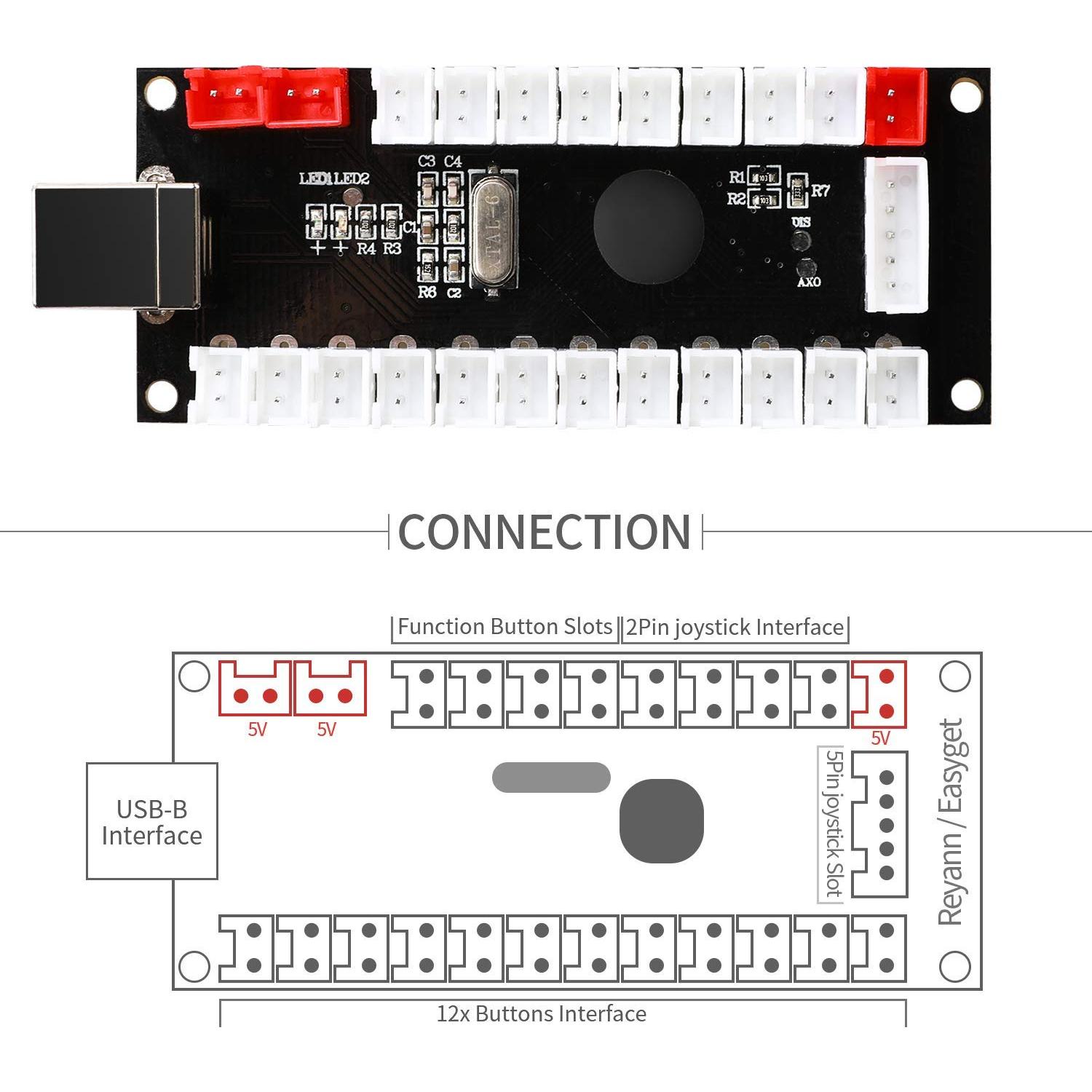 Codificador USB Zero Delay BEYEE para MAME y Raspberry Pi 2Pin