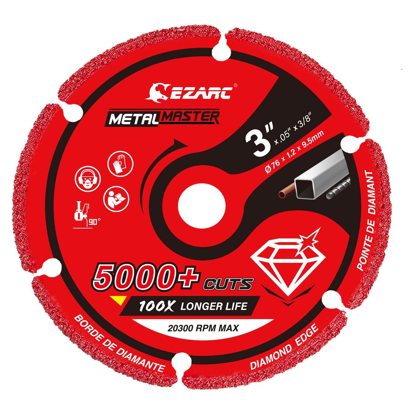 Rueda de Corte de Diamante EZARC 76 x 9.5 mm para Metal