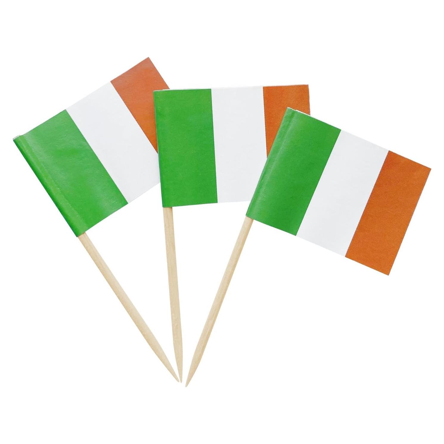 100 Bandera de Palillo Irlandesa Mini Topper para Cupcake