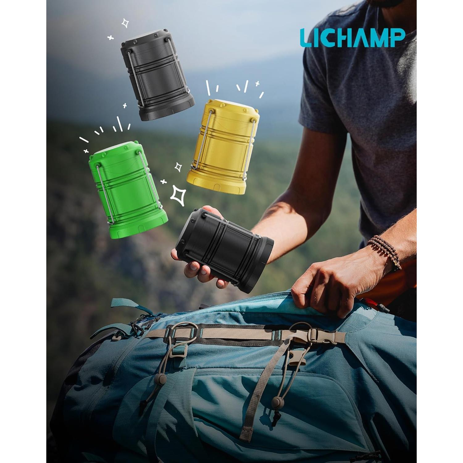 Linterna LED Plegable Lichamp A4BK para Camping 150 Lúmenes