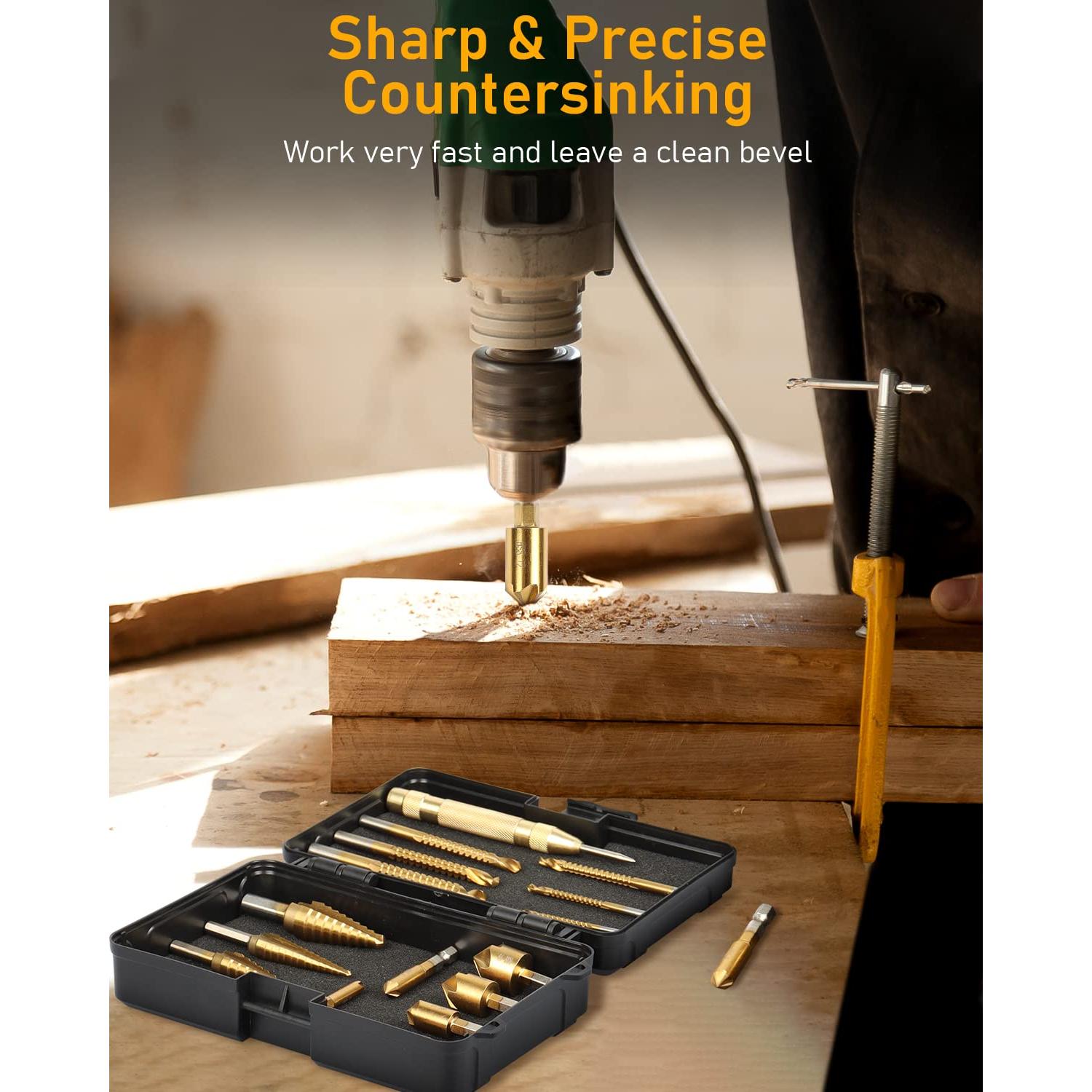 Juego de Brocas de Avellanado 16 Piezas WENHUALI con Estuche