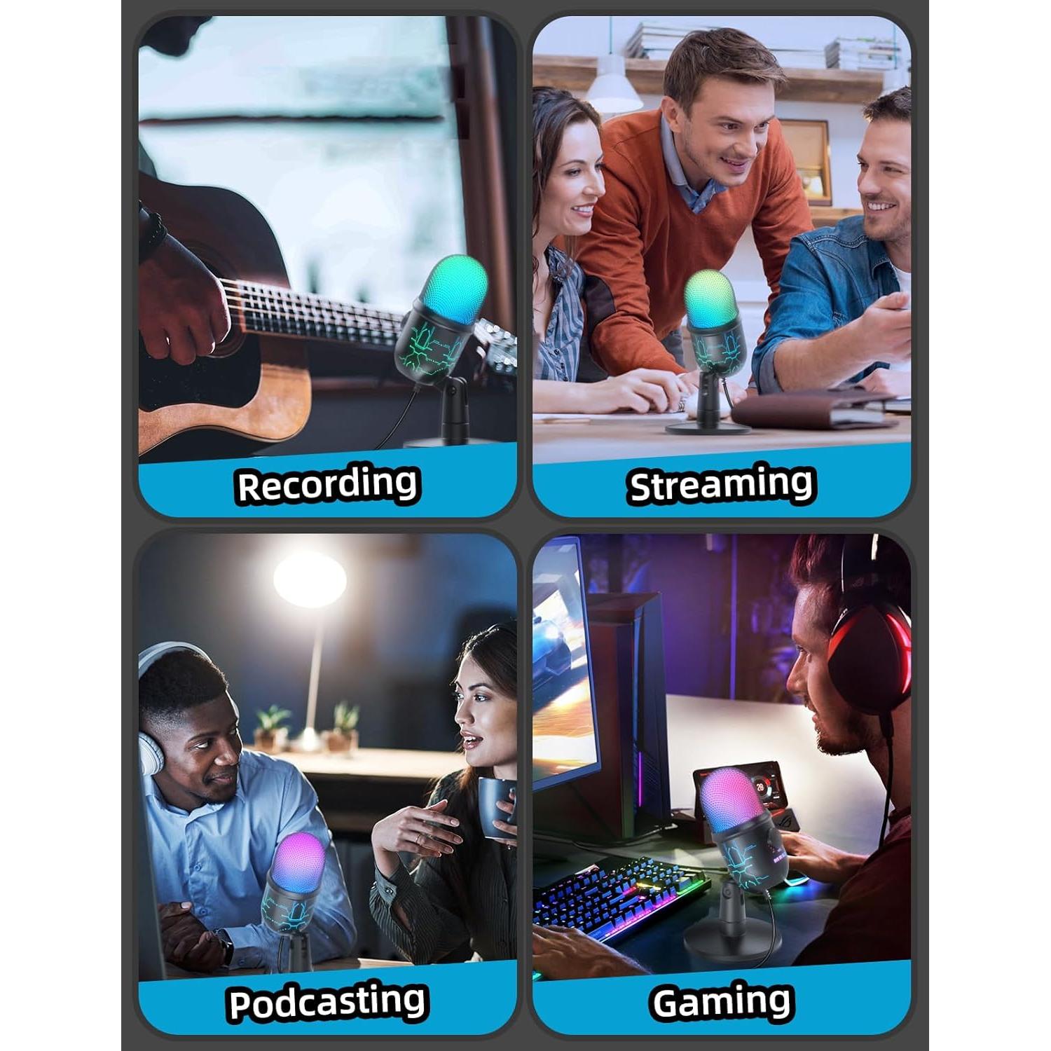 Micrófono USB MRSDY V5-P para Juegos y Podcast, 2m, RGB