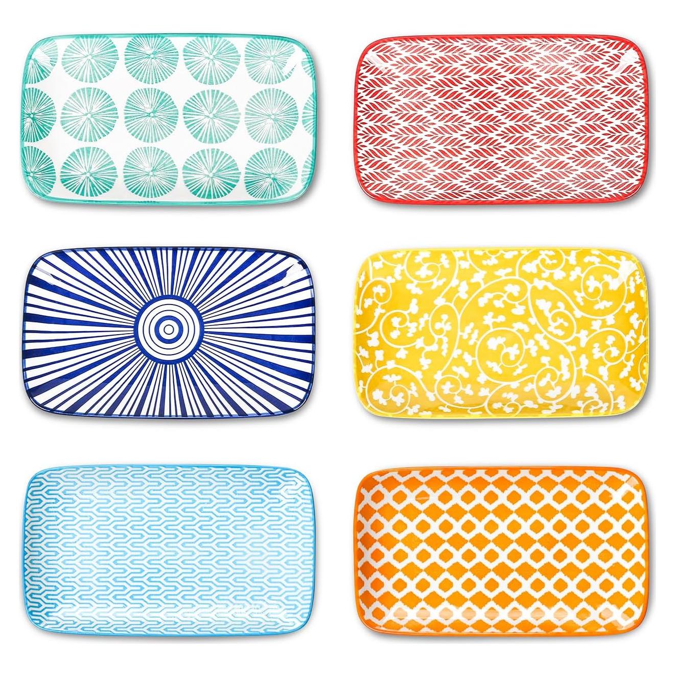 Platos Rectangulares Selamica 18 cm Set de 6 Cerámica Colorida