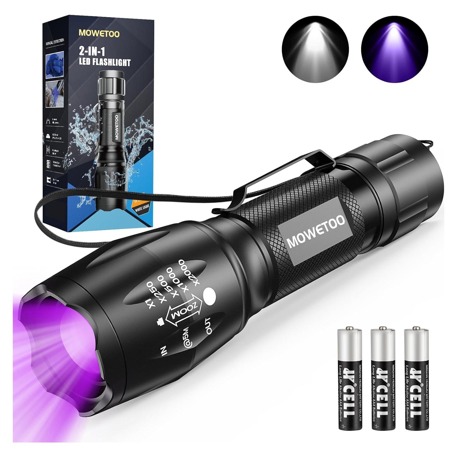 Linterna UV MOWETOO LE-8613d LED 2 en 1 con Luz Blanca