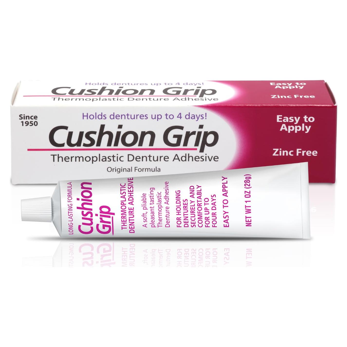 Adhesivo para Prótesis Dentales Cushion Grip 28.35 g - Sin Pegamento