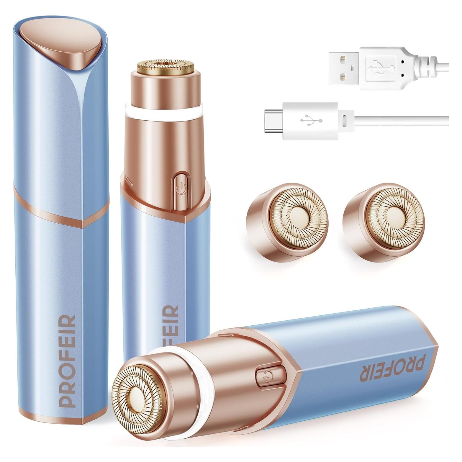 Afeitadora Facial Eléctrica Profeir PF7 Indolora Azul Dorado